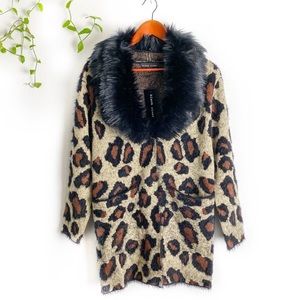 NWT Black Rivet Leopard Print Sweater Snap Buttons